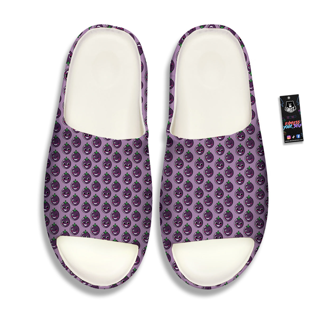 Eggplant Cute Print Pattern Sandals-grizzshop