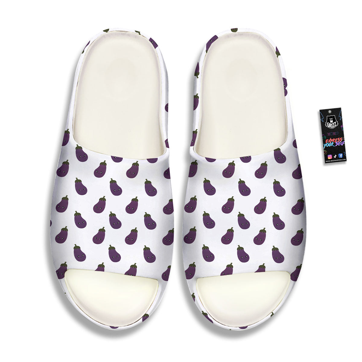 Eggplant Funny Print Pattern Sandals-grizzshop