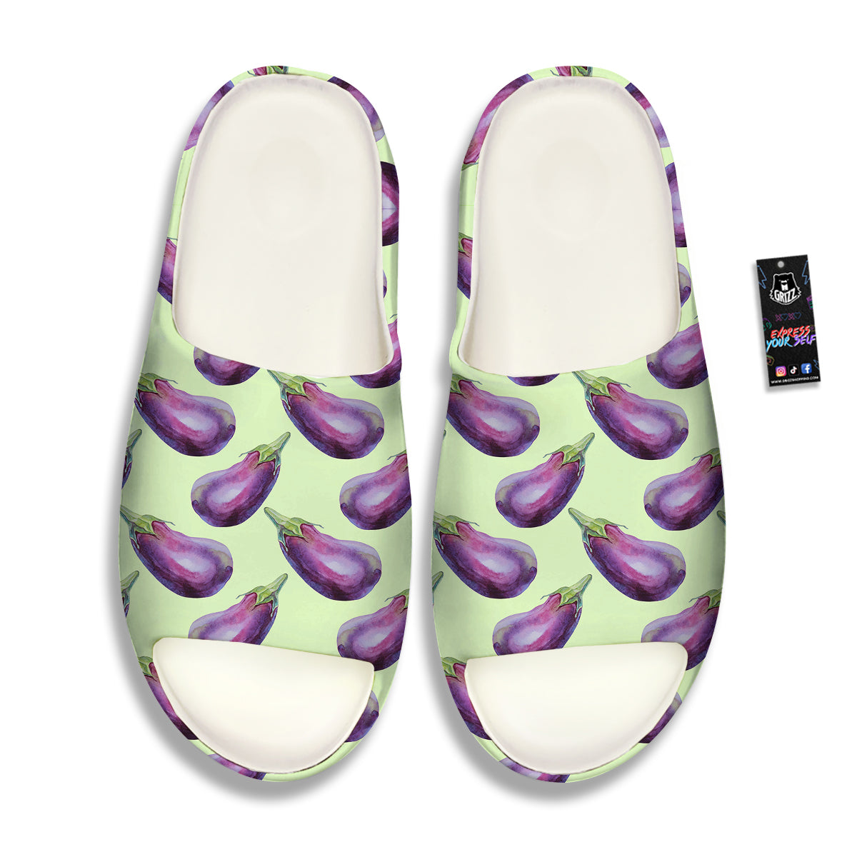 Eggplant Watercolor Pattern Sandals-grizzshop