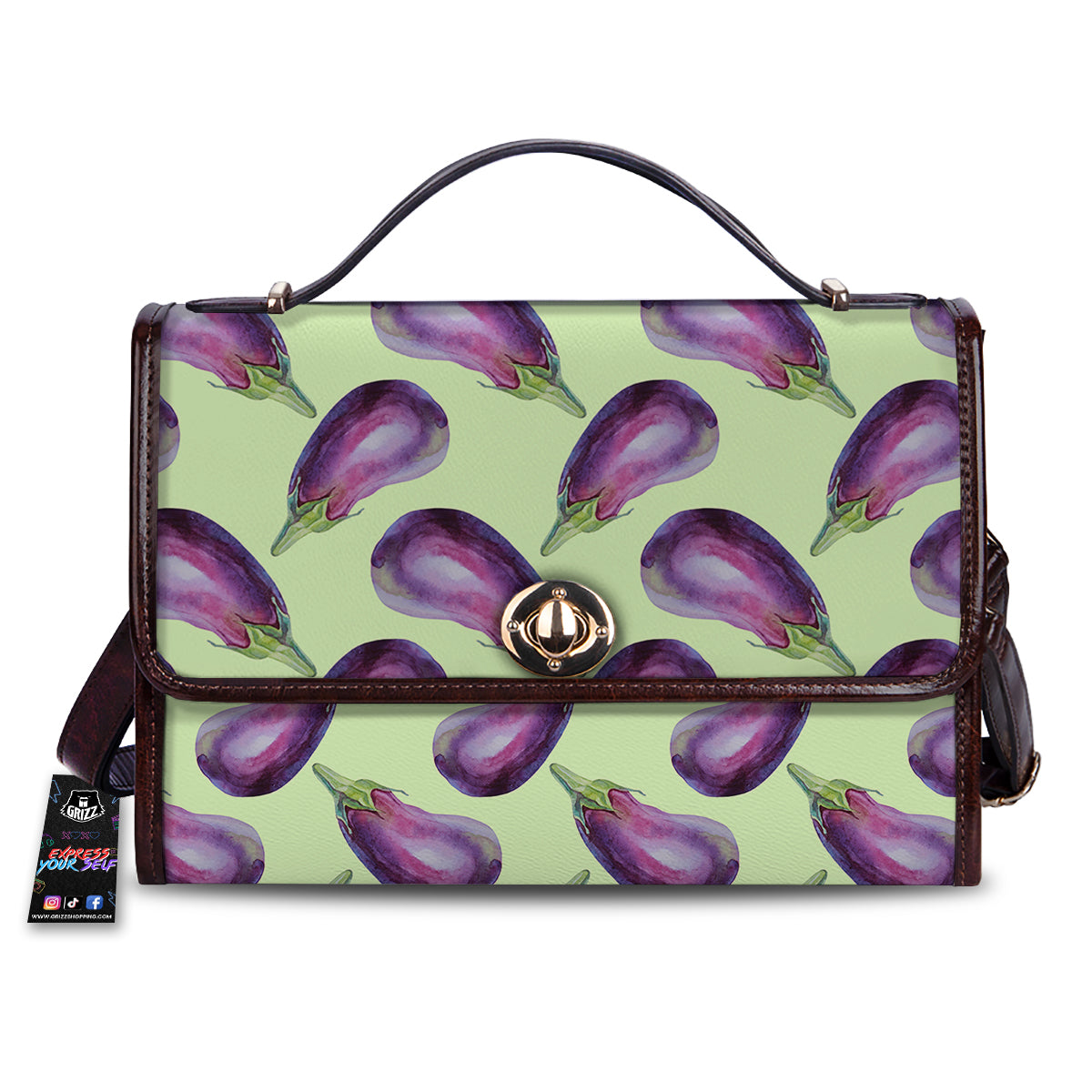 Eggplant Watercolor Pattern Women's Satchel Bag