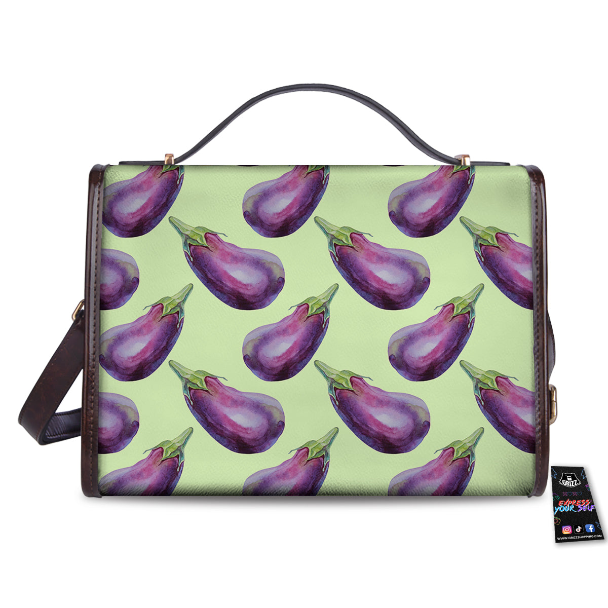 Eggplant Watercolor Pattern Women's Satchel Bag