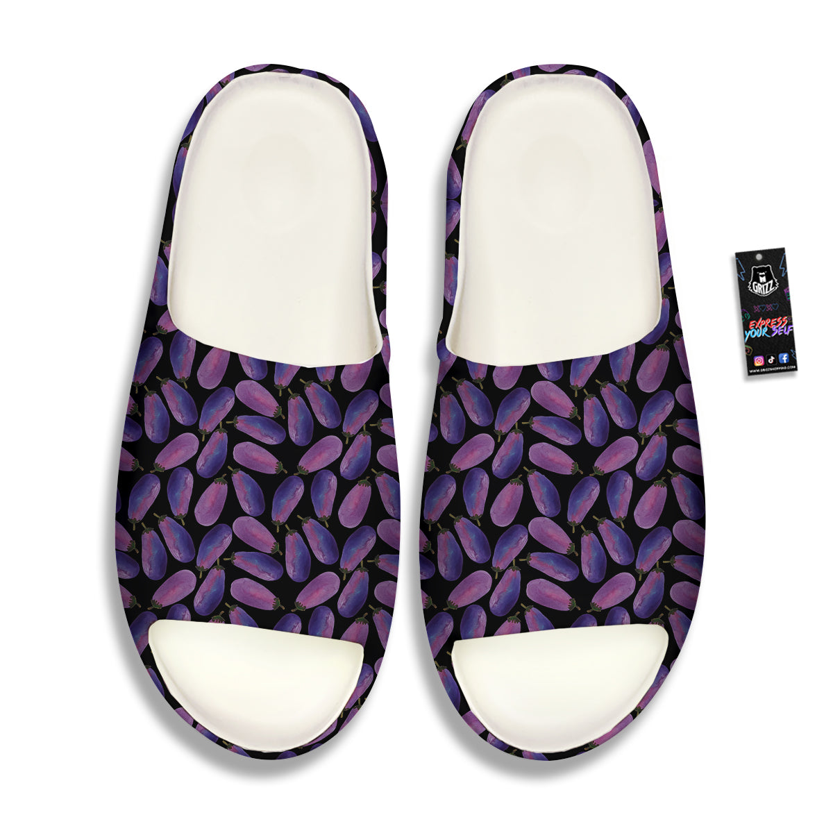 Eggplant Watercolor Print Pattern Sandals-grizzshop