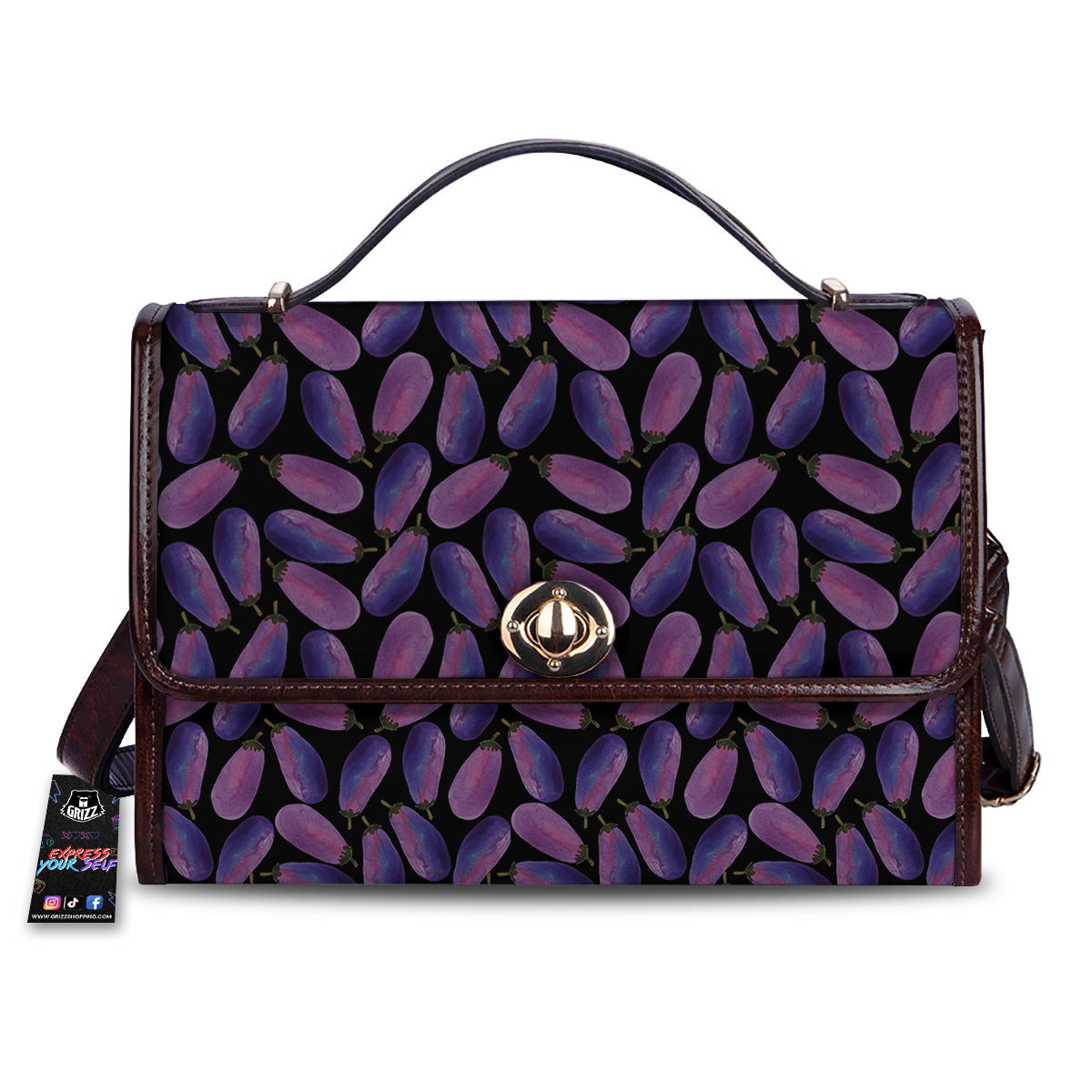 Eggplant Watercolor Print Pattern Women's Satchel Bag