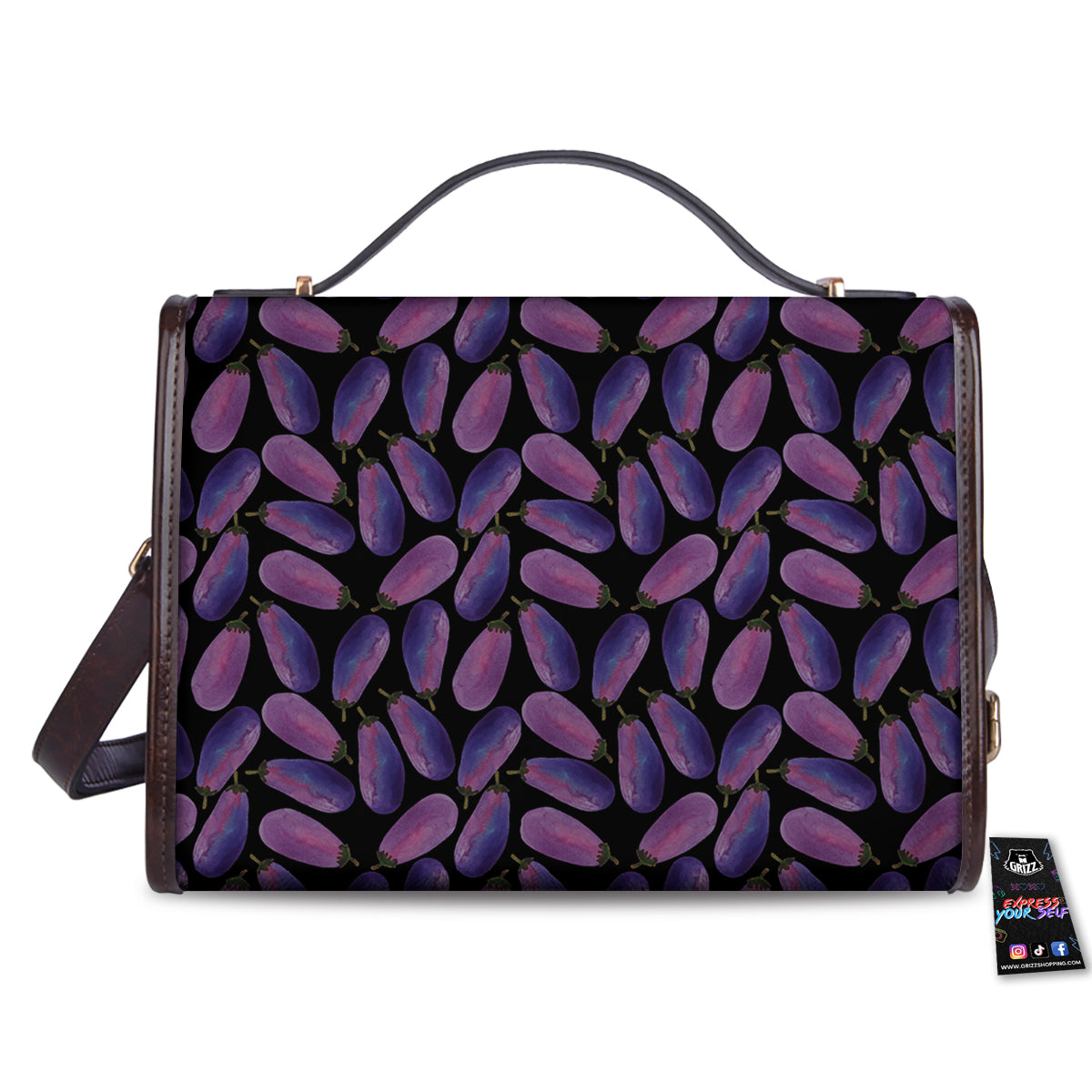 Eggplant Watercolor Print Pattern Women's Satchel Bag