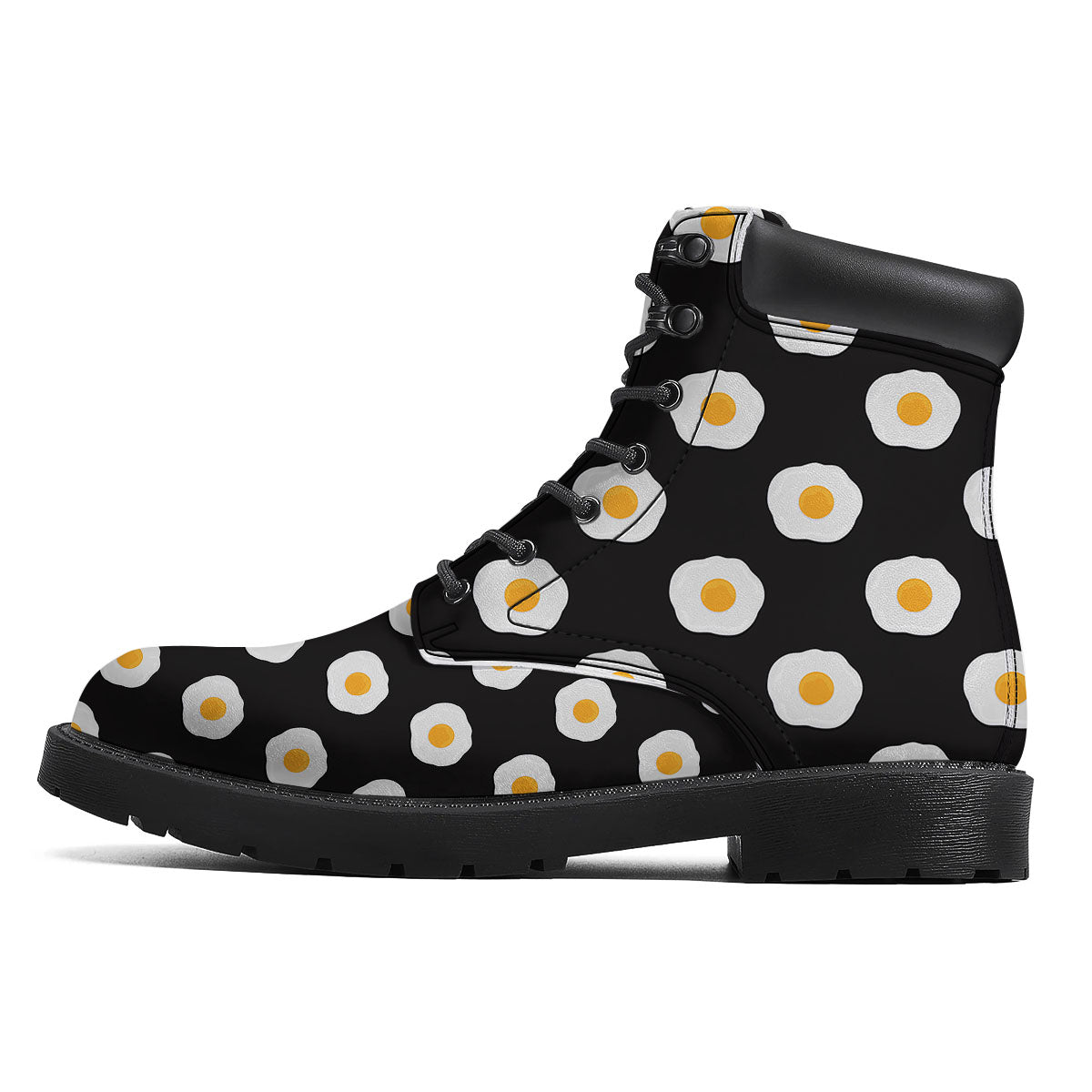 Eggs Black Fried Print Pattern Boots-grizzshop
