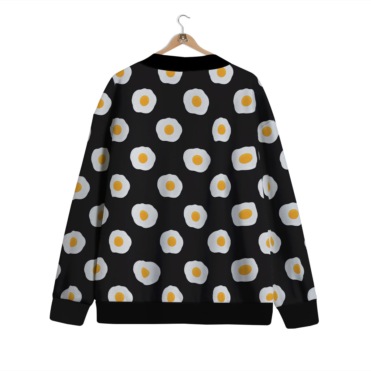 Eggs Black Fried Print Pattern Cardigan-grizzshop