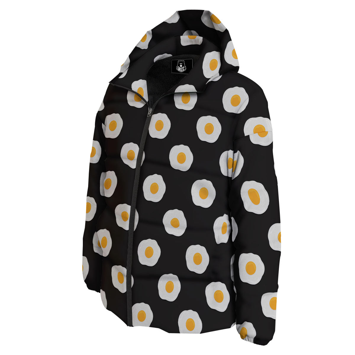 Eggs Black Fried Print Pattern Down Jacket-grizzshop