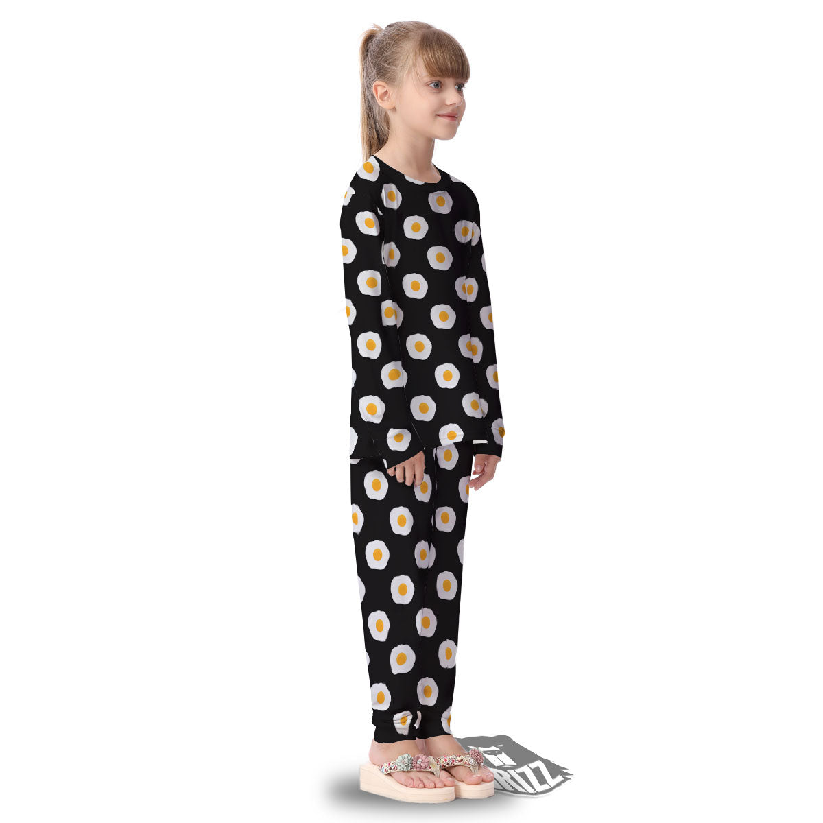 Eggs Black Fried Print Pattern Kid's Pajamas-grizzshop