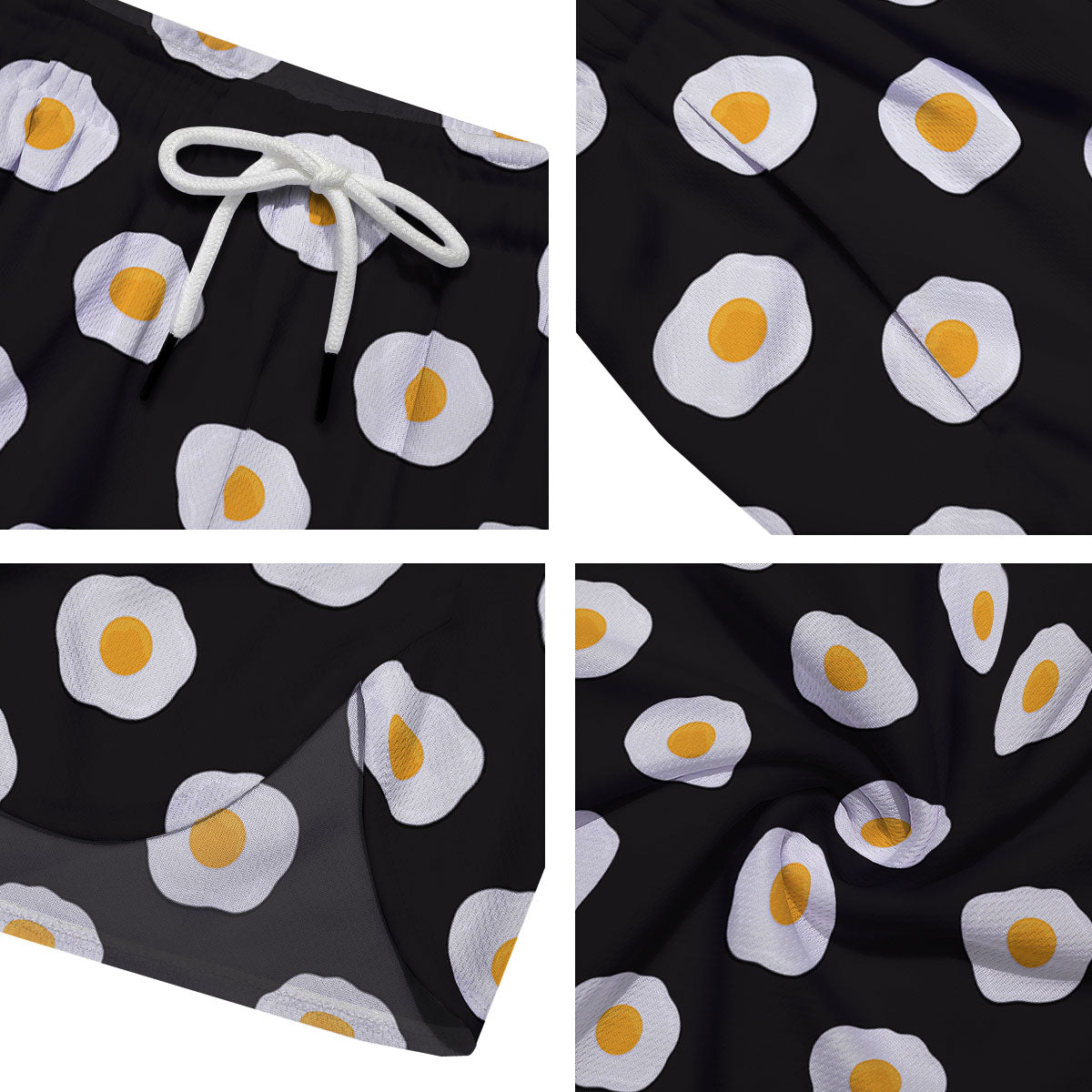 Eggs Black Fried Print Pattern Men's Running Shorts-grizzshop