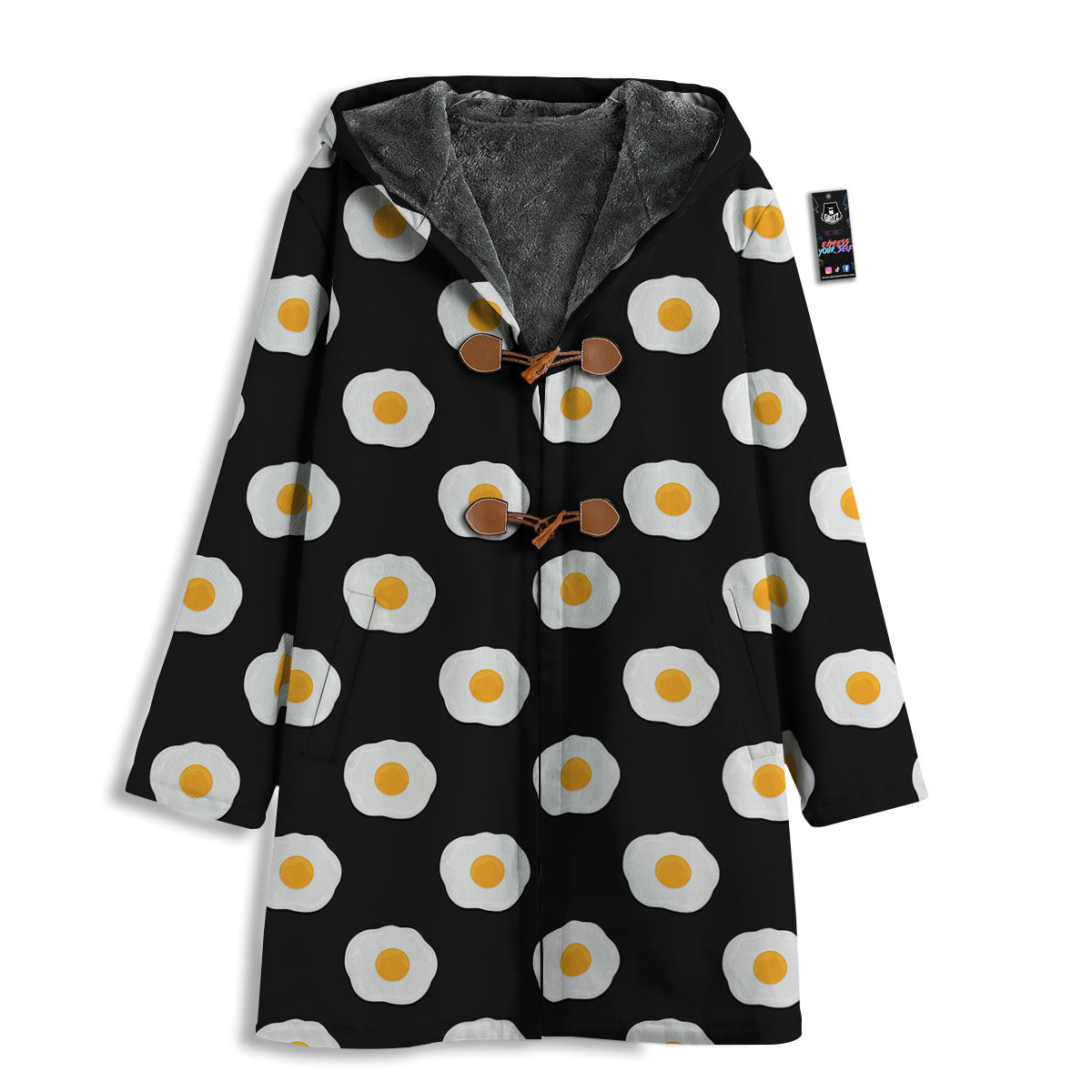 Eggs Black Fried Print Pattern Men's Windbreaker Jacket-grizzshop