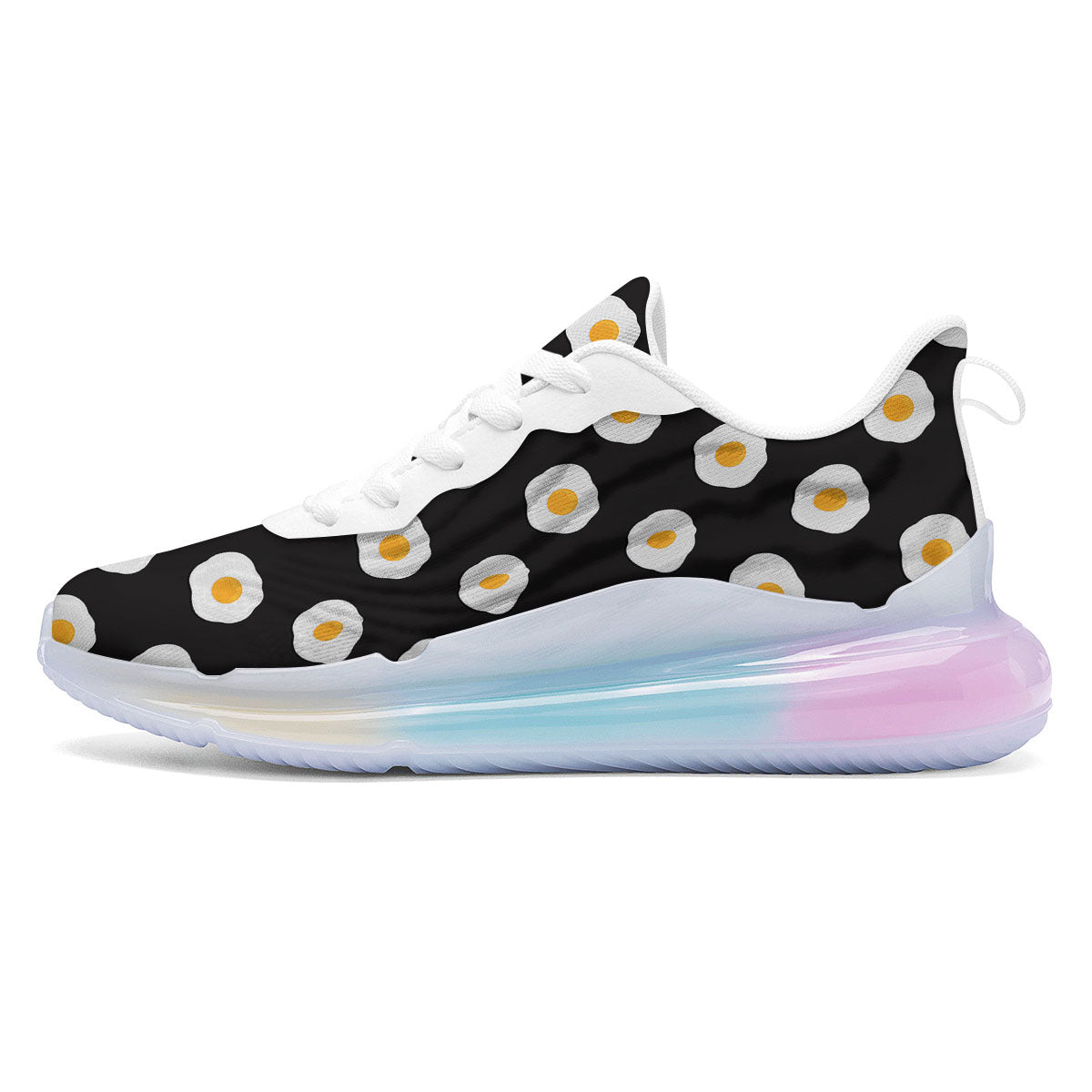 Eggs Black Fried Print Pattern Running Sneakers-grizzshop