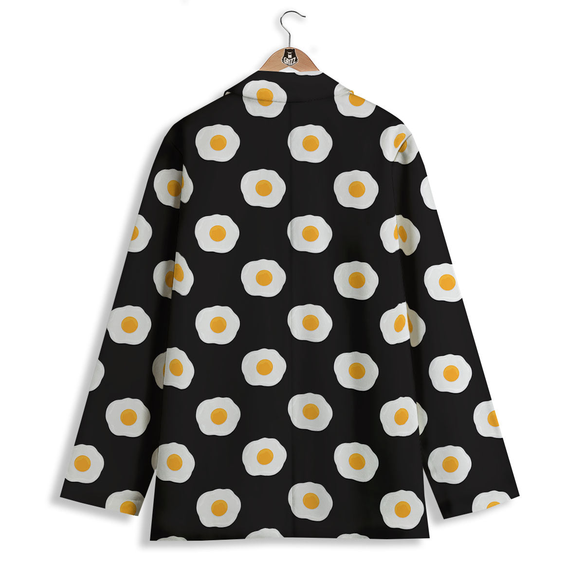Eggs Black Fried Print Pattern Women's Blazer-grizzshop