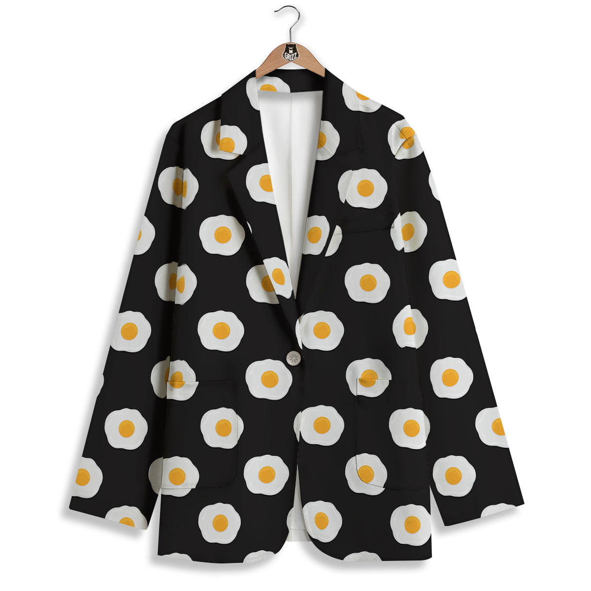 Eggs Black Fried Print Pattern Women's Blazer-grizzshop