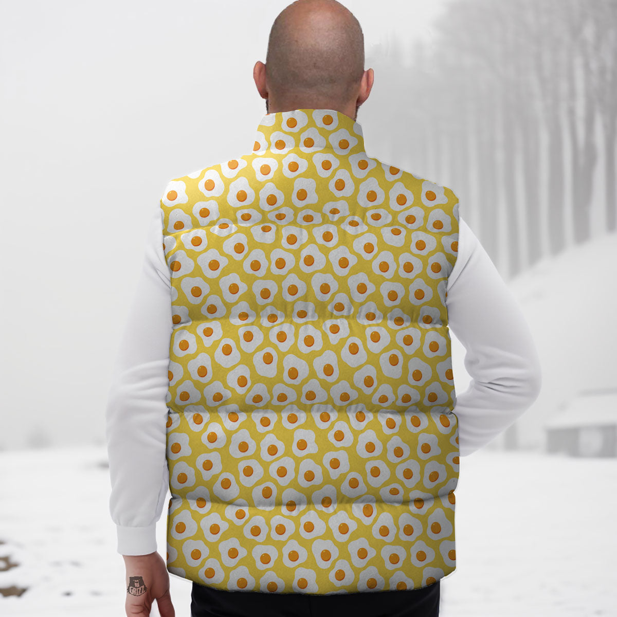 Eggs Print Pattern Down Vest-grizzshop