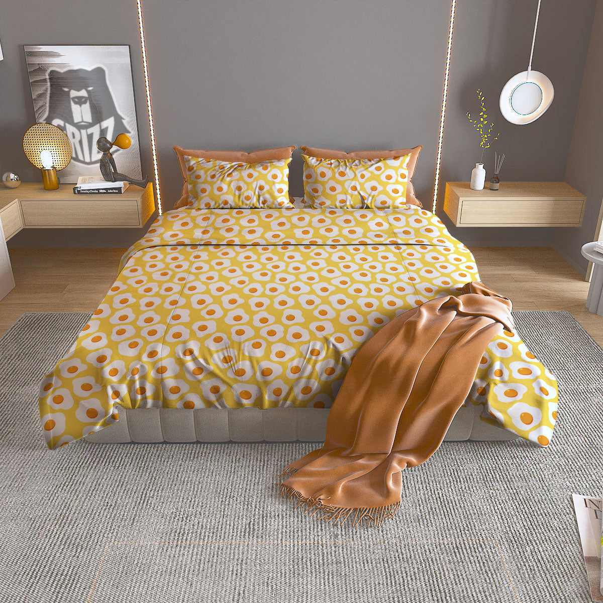 Eggs Print Pattern Duvet Cover Bedding Set