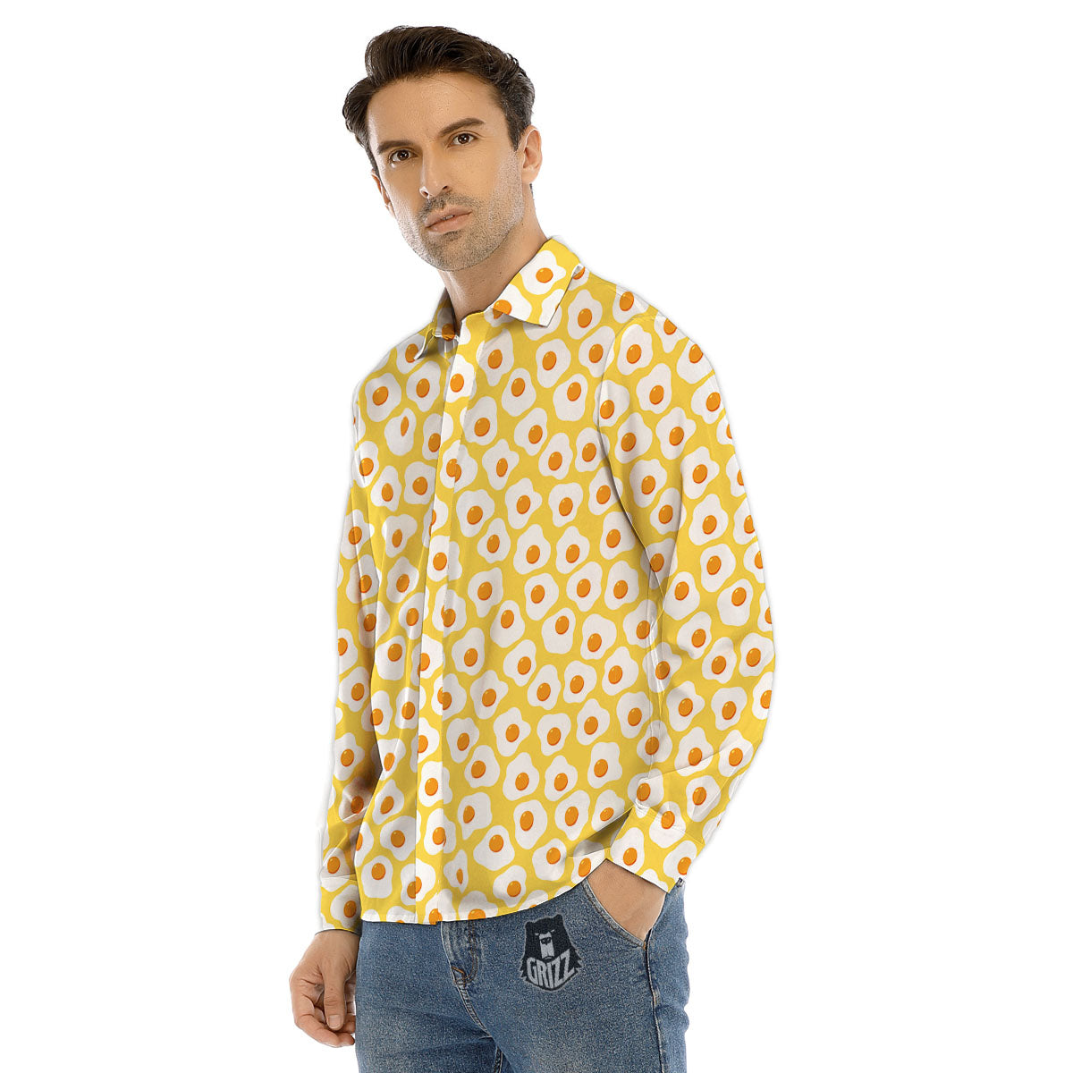 Eggs Print Pattern Men's Dress Shirts-grizzshop