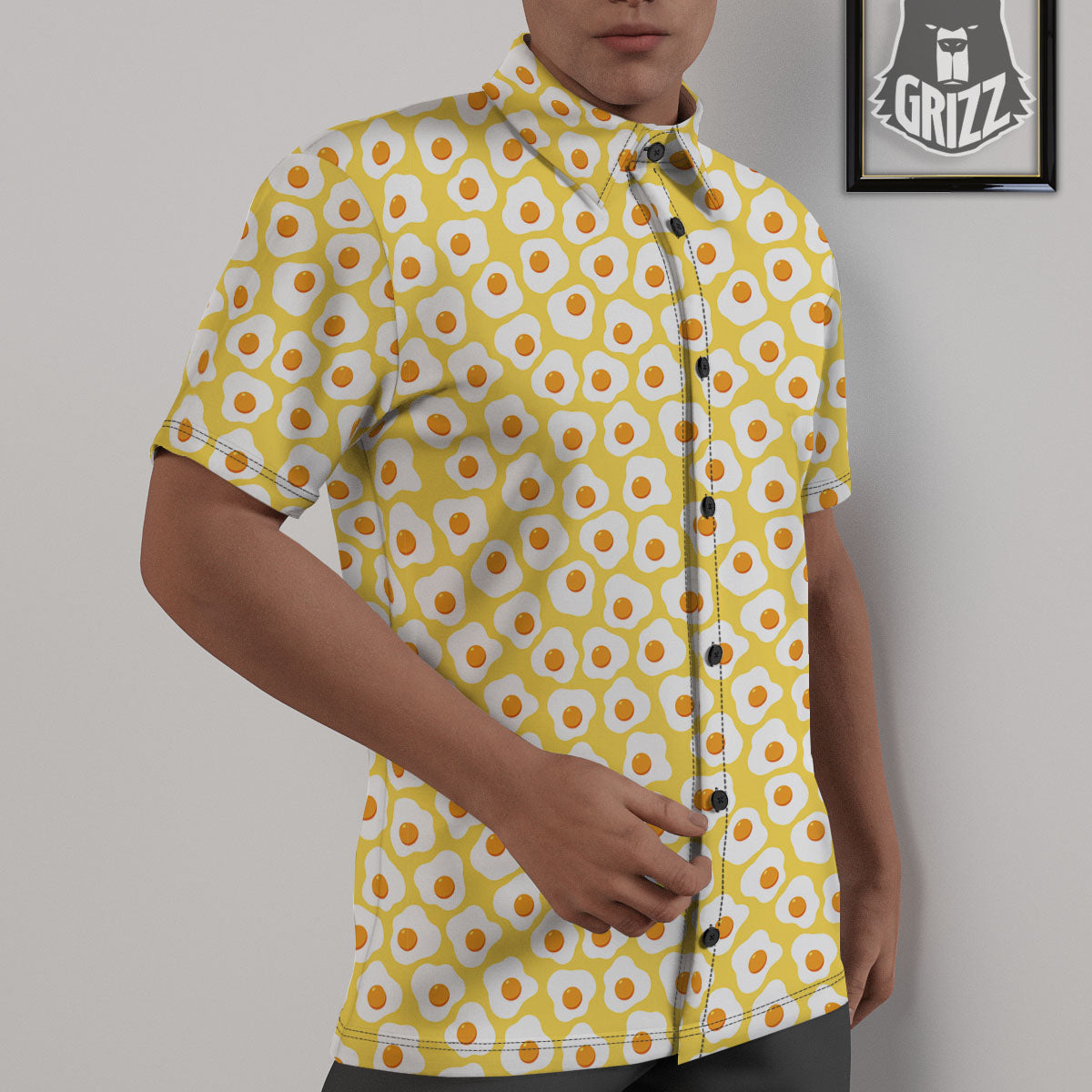 Eggs Print Pattern Untucked Shirts-grizzshop