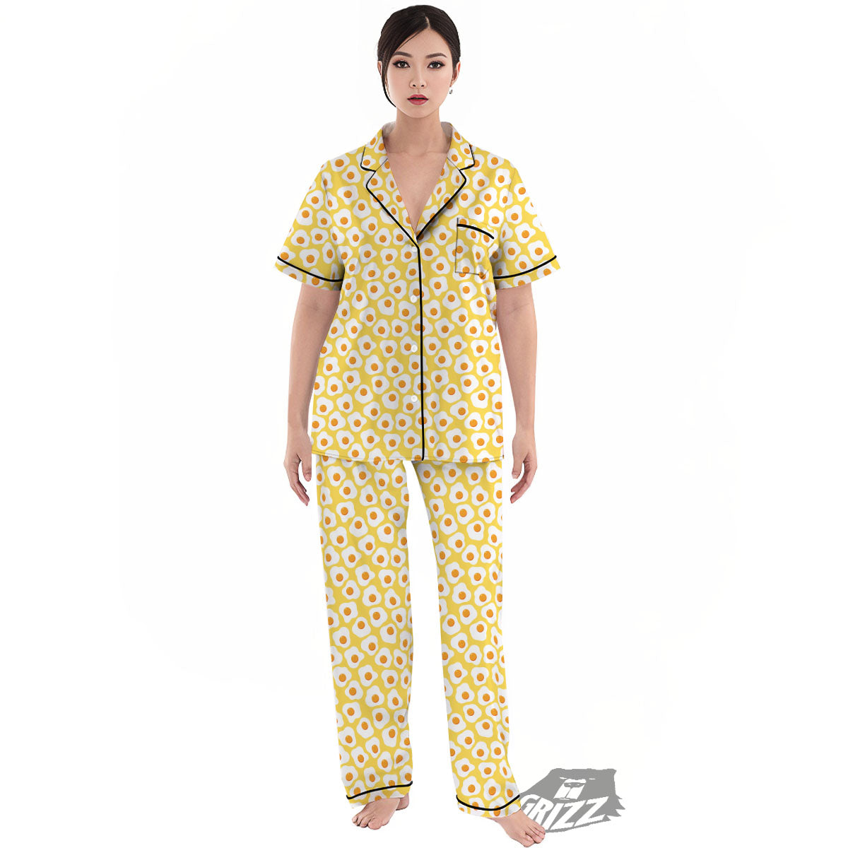 Eggs Print Pattern Women's Pajamas Set-grizzshop