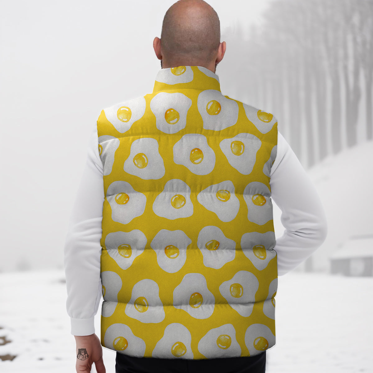 Eggs Yellow Print Pattern Down Vest-grizzshop