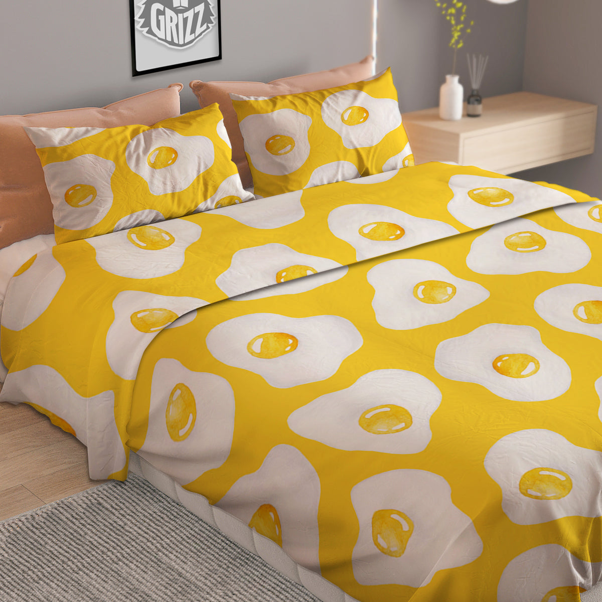 Eggs Yellow Print Pattern Duvet Cover Bedding Set
