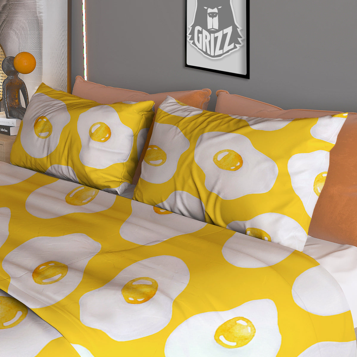 Eggs Yellow Print Pattern Duvet Cover Bedding Set