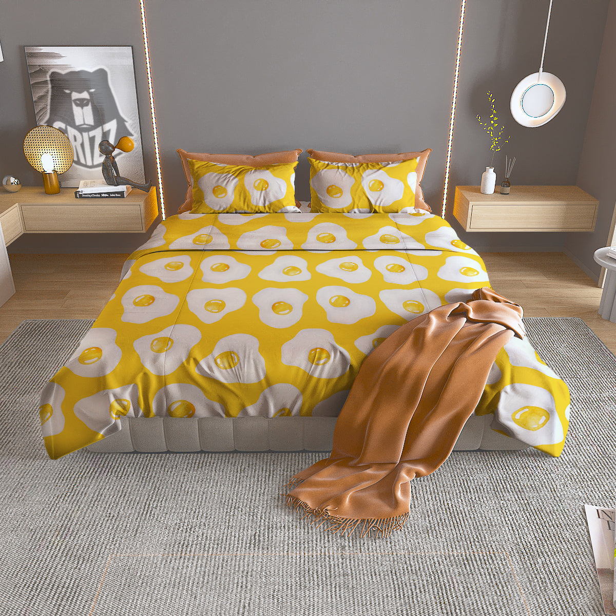 Eggs Yellow Print Pattern Duvet Cover Bedding Set