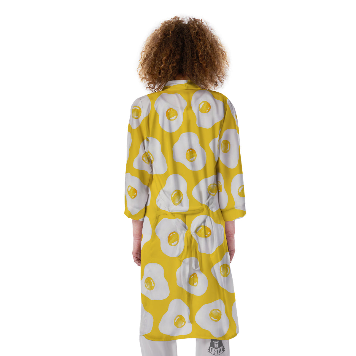 Eggs Yellow Print Pattern Kimono-grizzshop