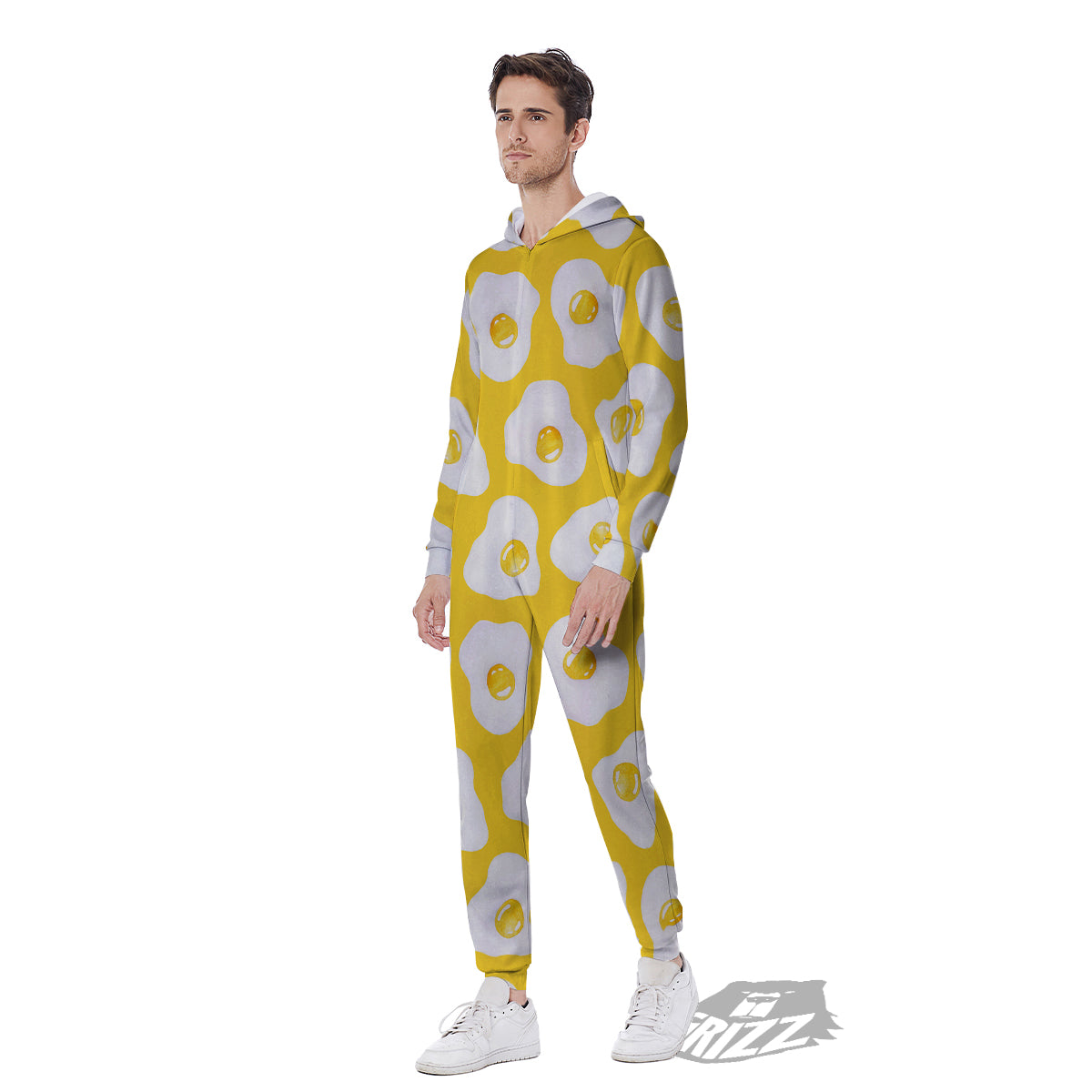 Eggs Yellow Print Pattern Men's Jumpsuit-grizzshop