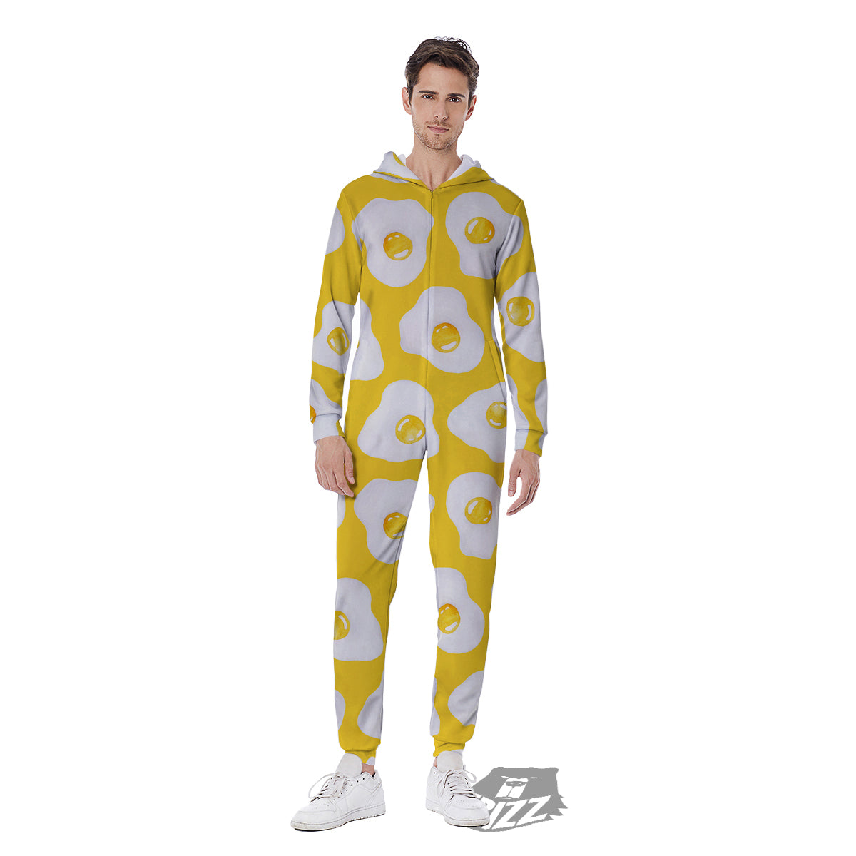Eggs Yellow Print Pattern Men's Jumpsuit-grizzshop