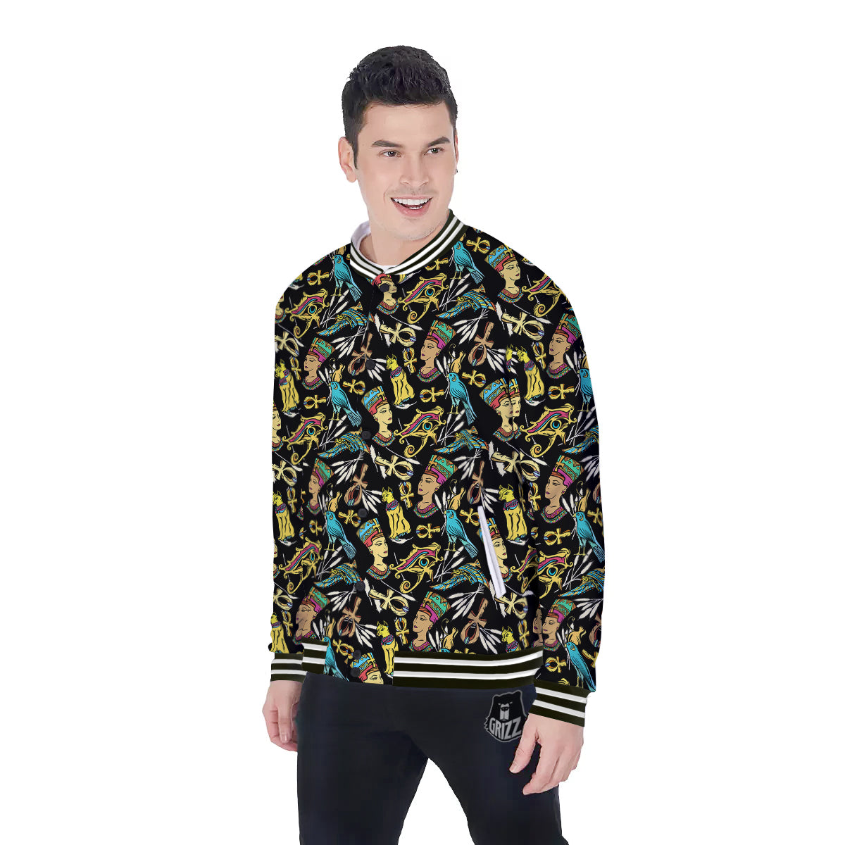 Egypt Ancient Print Pattern Baseball Jacket-grizzshop