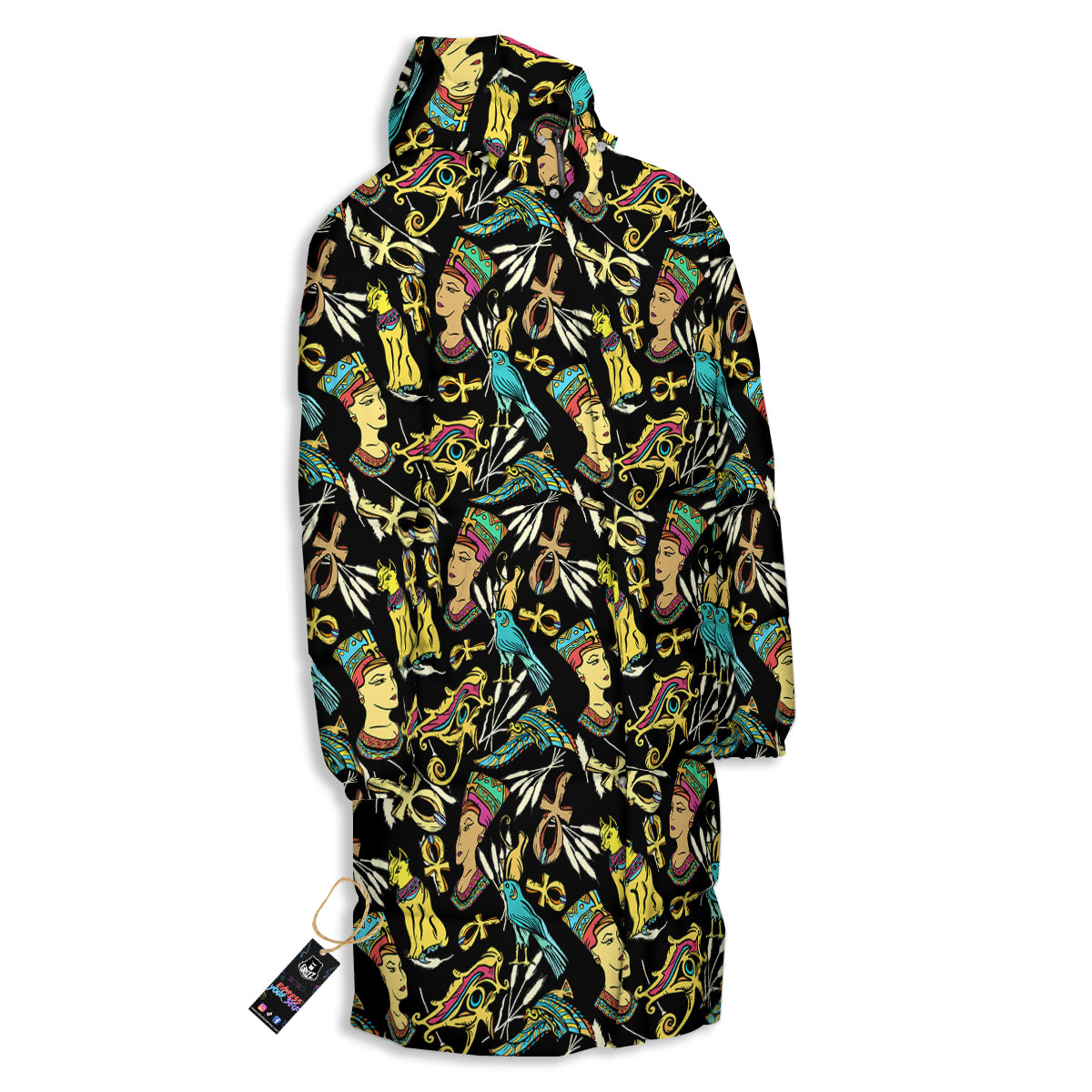 Egypt Ancient Print Pattern Long Down Jacket-grizzshop
