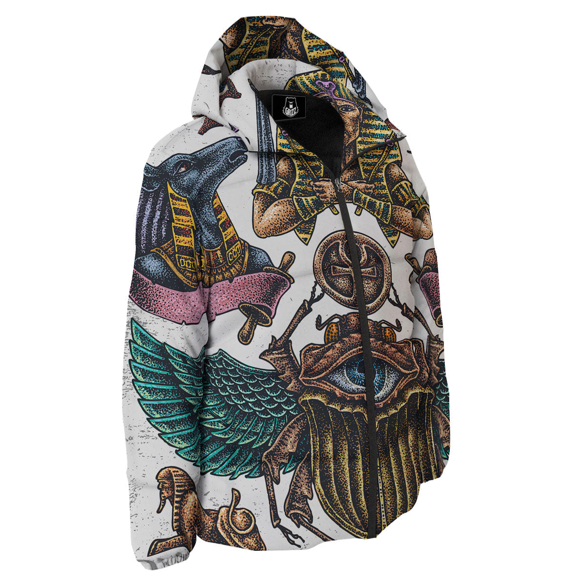 Egypt Hand Drawn Print Down Jacket-grizzshop