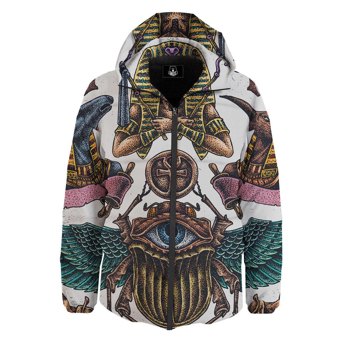 Egypt Hand Drawn Print Down Jacket-grizzshop