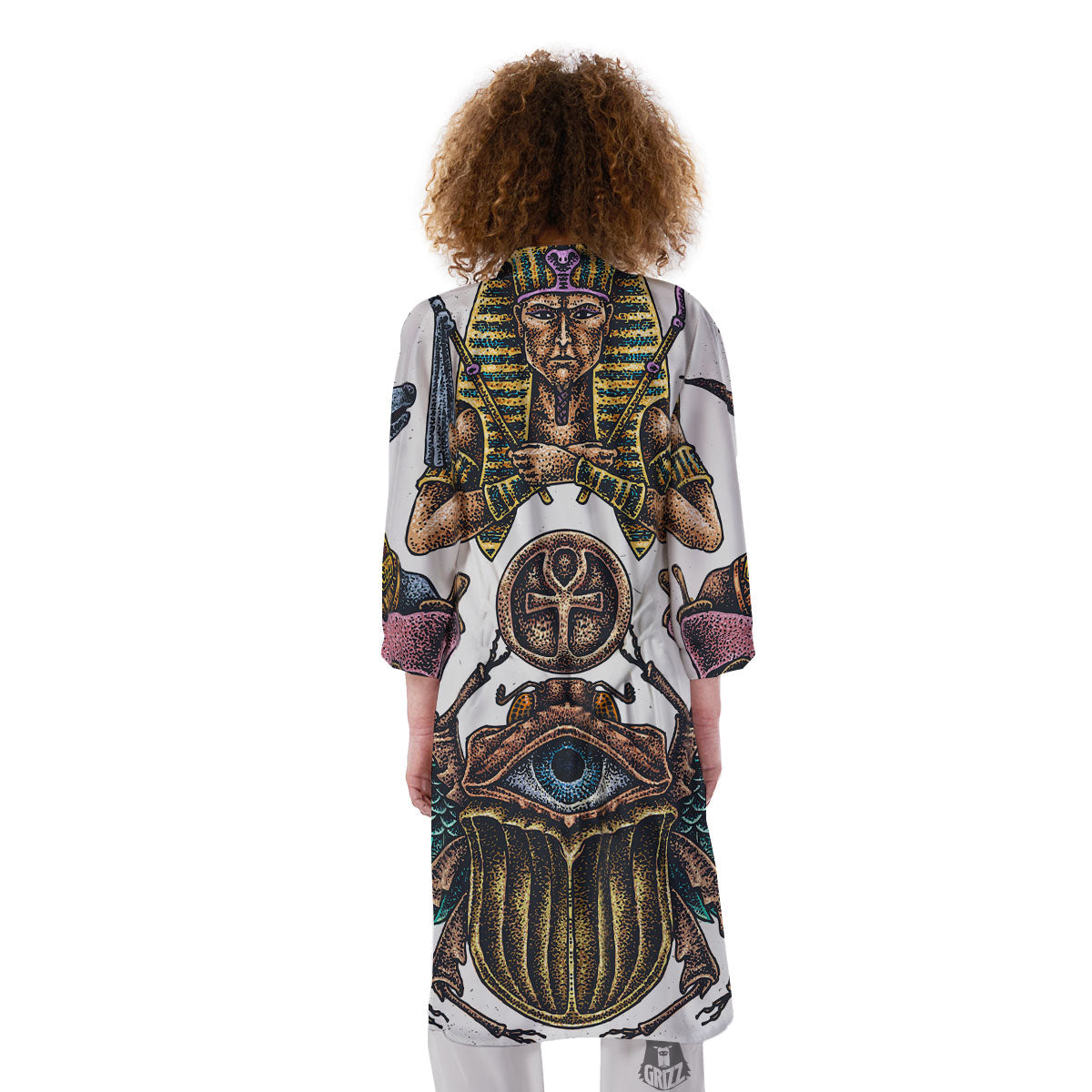 Egypt Hand Drawn Print Kimono-grizzshop