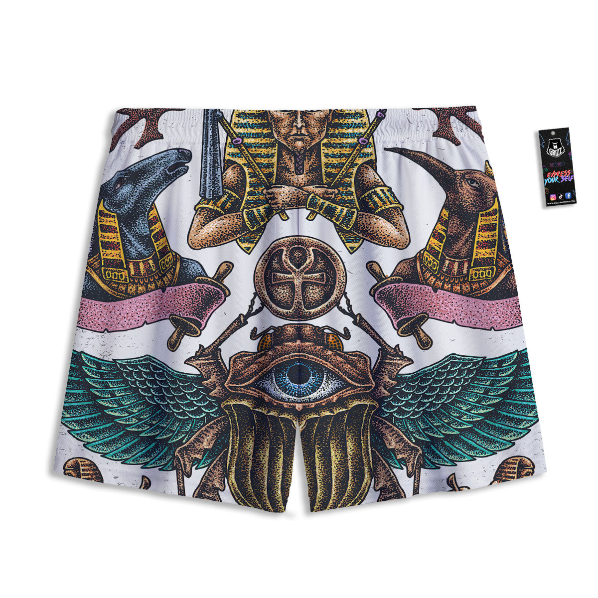 Fossil Dinosaur Print Pattern Mesh Shorts