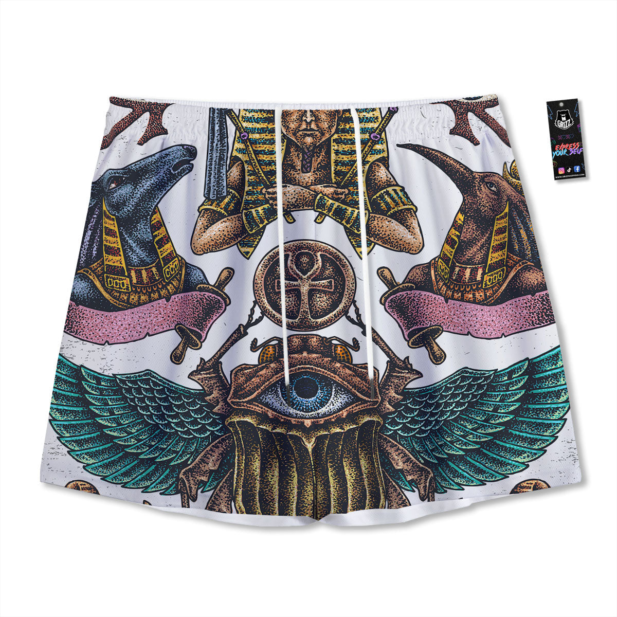 Fossil Dinosaur Print Pattern Mesh Shorts