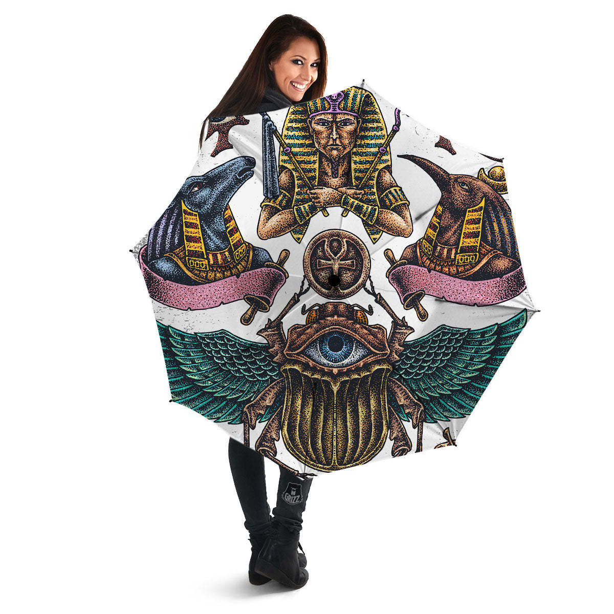 Egypt Hand Drawn Print Umbrella-grizzshop