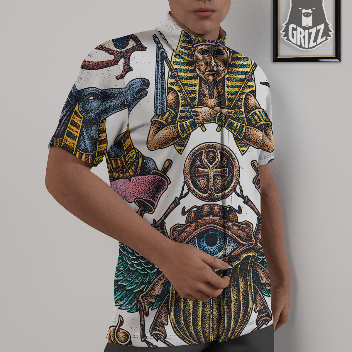 Egypt Hand Drawn Print Untucked Shirts-grizzshop