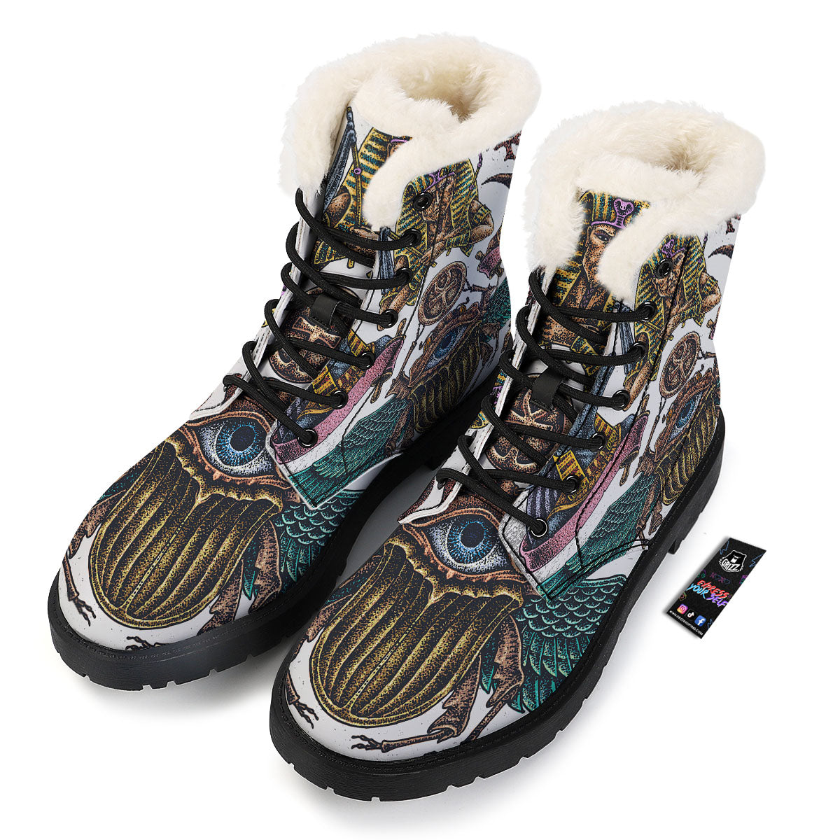Egypt Hand Drawn Print Winter Boots-grizzshop