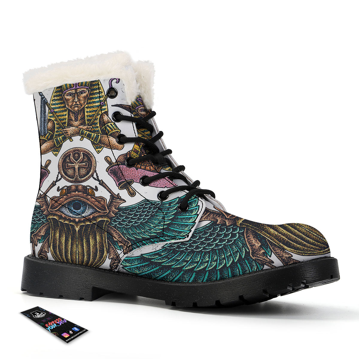 Egypt Hand Drawn Print Winter Boots-grizzshop