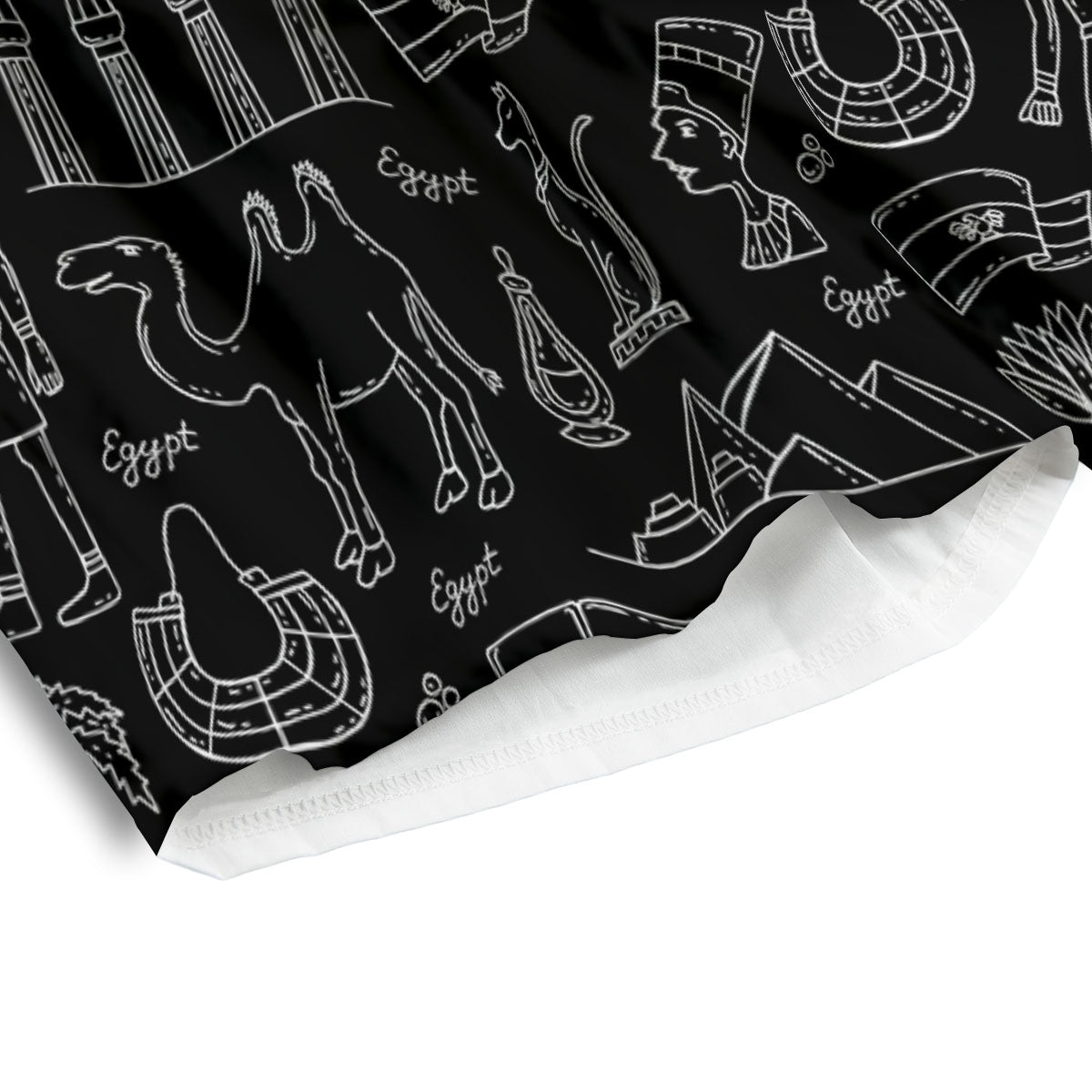 Egypt White And Black Print Pattern Men's Athletic Shorts