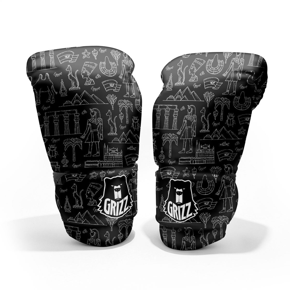 Egypt White And Black Print Pattern Pro Boxing Glove