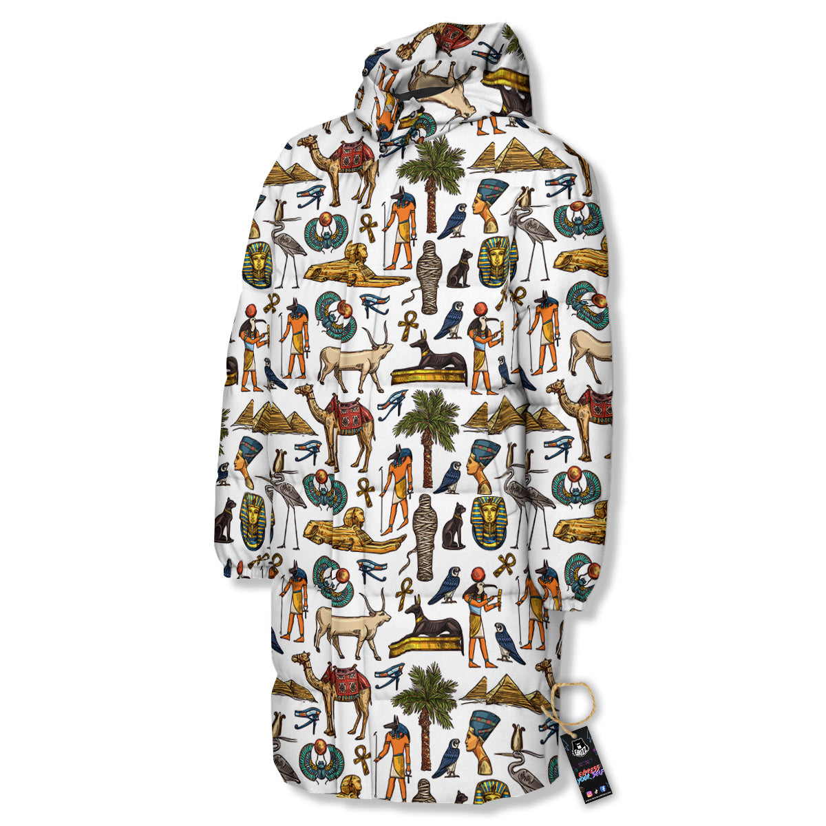 Egypt Religion Symbols Print Pattern Long Down Jacket