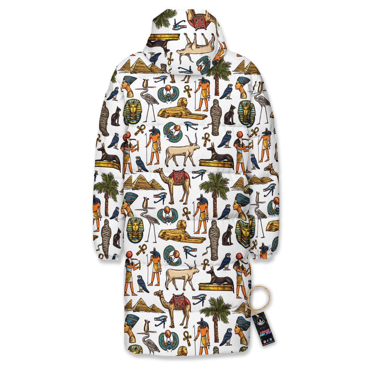 Egypt Religion Symbols Print Pattern Long Down Jacket