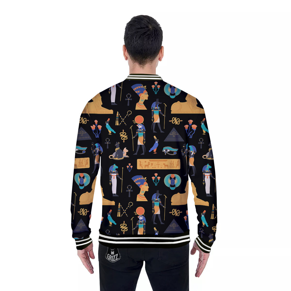 Egyptian Ancient Print Pattern Baseball Jacket-grizzshop