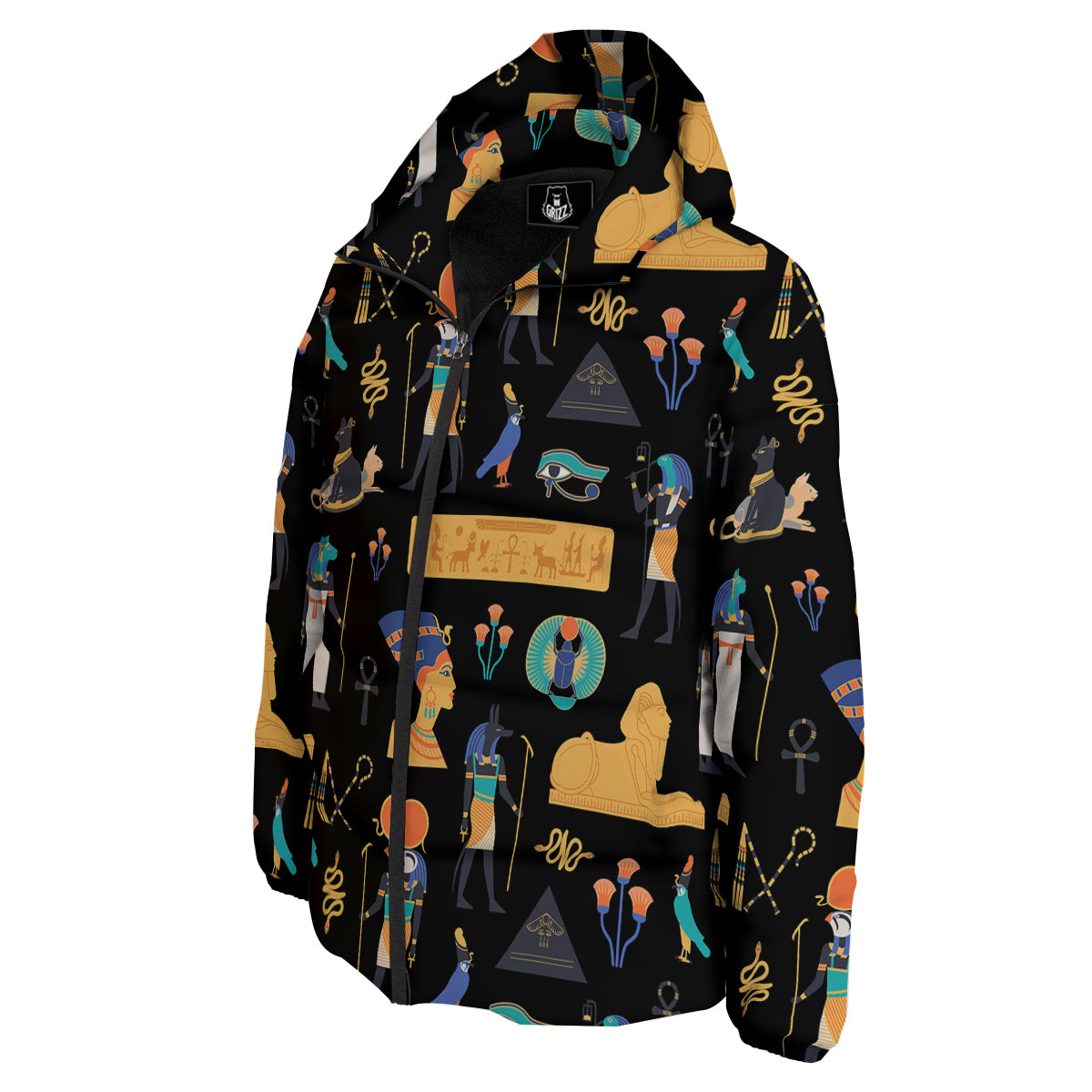 Egyptian Ancient Print Pattern Down Jacket-grizzshop