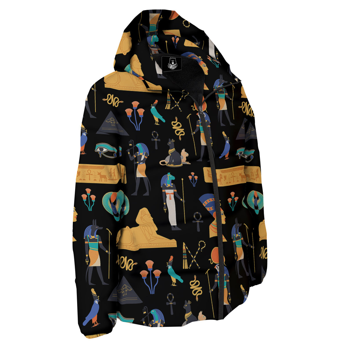 Egyptian Ancient Print Pattern Down Jacket-grizzshop