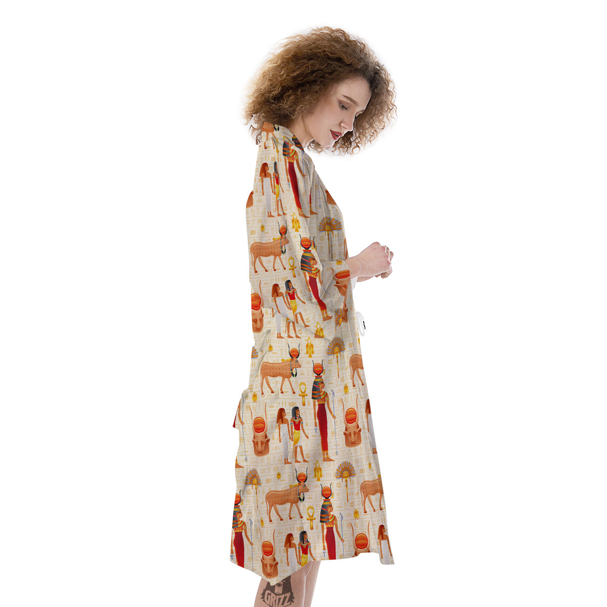 Egyptian Cow Hathor Goddess Print Pattern Kimono-grizzshop