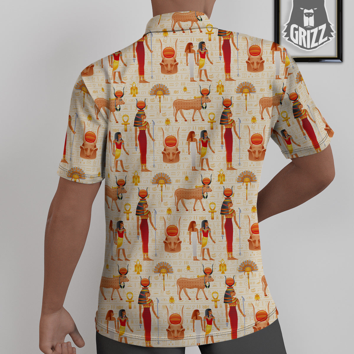 Egyptian Cow Hathor Goddess Print Pattern Untucked Shirts-grizzshop