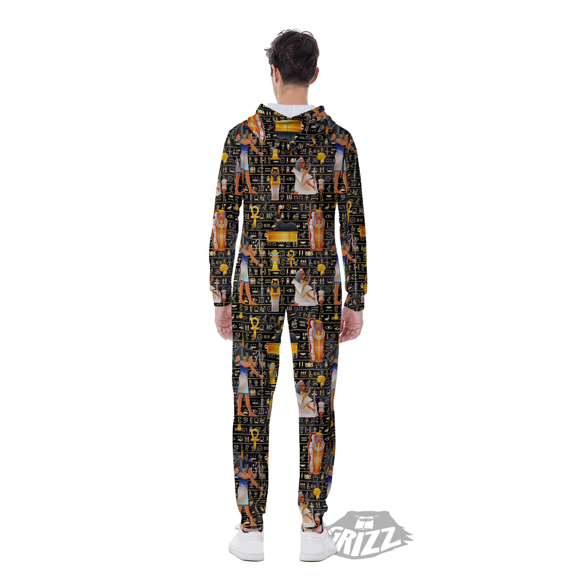 Egyptian Jackal Anubis God Print Pattern Men's Jumpsuit-grizzshop